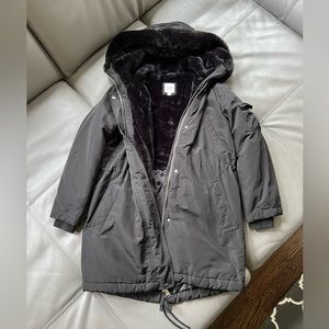 GREAT CONDITION: faux fur lining knee-length coat from The GAP